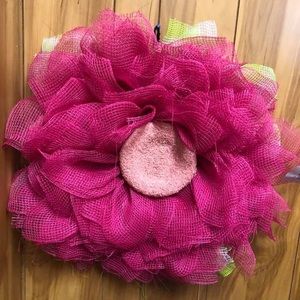 New large pink flower wreath
